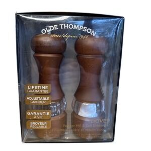 Olde Thompson (Dover) Wood Salt Shaker and Pepper Mill Set Lifetime Warranty NIB
